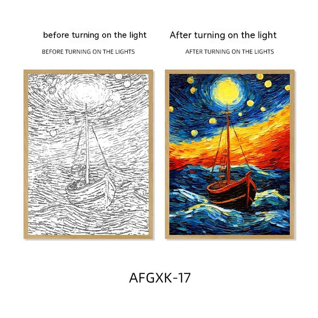 Van Gogh Famous Starry Sky Line Living Room Lighting Painting