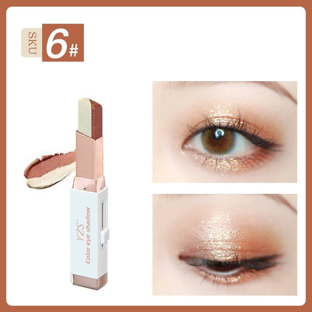 YZS Velvet Gradient Two-color Eyeshadow Stick, Contrast Pearlescent Eyeshadow, Eye Modification Eyeshadow Pen - Bargin Bazaar