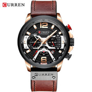 Military Leather Chronograph Wristwatch - Bargin Bazaar