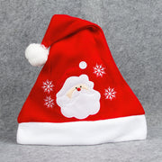 Cartoon Christmas Hat With Elk Santa Claus Embroidery Design Holiday Party Decoration Fuzzy Hat - Bargin Bazaar