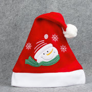 Cartoon Christmas Hat With Elk Santa Claus Embroidery Design Holiday Party Decoration Fuzzy Hat - Bargin Bazaar