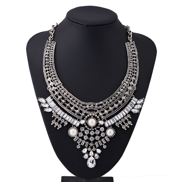 Alloy Diamond Short Necklace Crystal Necklace - Bargin Bazaar