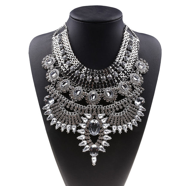 Alloy Diamond Short Necklace Crystal Necklace - Bargin Bazaar