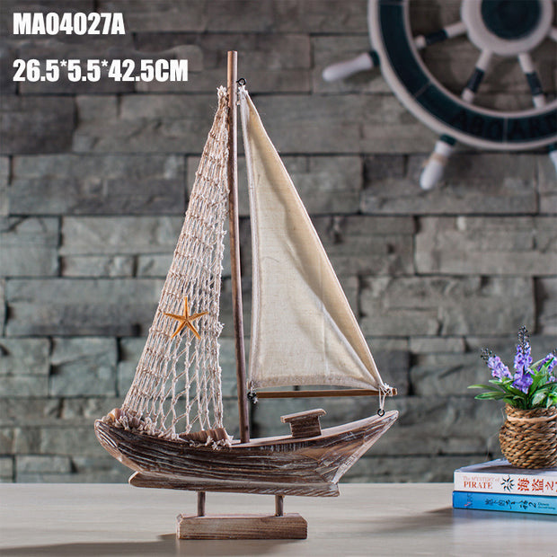 Home Decoration Antique Fishing Boat Model Creative Home Decoration