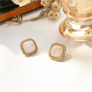 Simple Geometric Square Earring Stud Irregular Shell Broken Earring Female - Bargin Bazaar