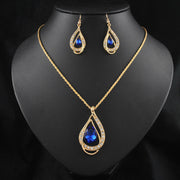 Double Drop Crystal Set Necklace Earrings - Bargin Bazaar