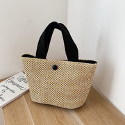 Seaside Summer Beach Vacation Summer Idyllic Wind Woven Bag Vintage Hand-Held Straw Woven Bag Woman - Bargin Bazaar