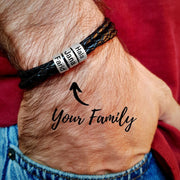 Personalized Mens Braided Genuine Leather Bracelet