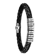 Personalized Mens Braided Genuine Leather Bracelet