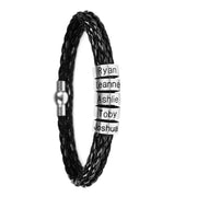 Personalized Mens Braided Genuine Leather Bracelet