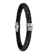 Personalized Mens Braided Genuine Leather Bracelet