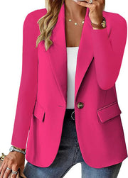 Polyester Autumn Long Sleeve Solid Color Cardigan Small Suit Jacket For Women - Bargin Bazaar