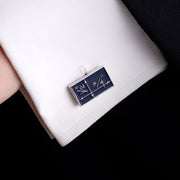 Copper Enamel Blue Cufflinks Mens