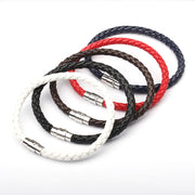 Magnetic Mens 6 Leather Cord Braided Bracelet