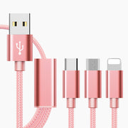 Three-in-one charging cable for mobile phones