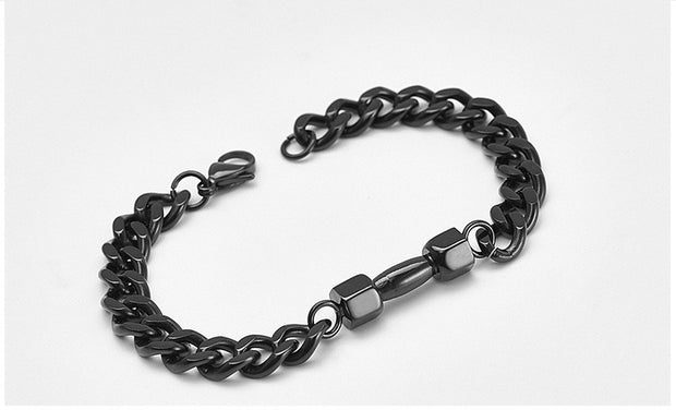 Mens Dumbbell Titanium Steel Bracelet Vintage