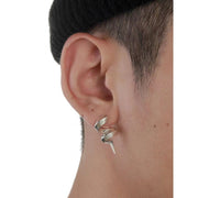 Mens Niche Spiral Barbed Silver Earrings