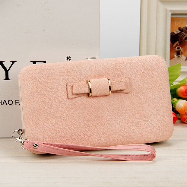 Factory spot low price wholesale new Korean version of women's wallet in the long money bag butterfly knot lunch box woman bag tide - Bargin Bazaar