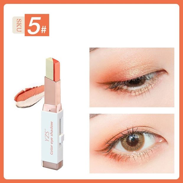 YZS Velvet Gradient Two-color Eyeshadow Stick, Contrast Pearlescent Eyeshadow, Eye Modification Eyeshadow Pen - Bargin Bazaar