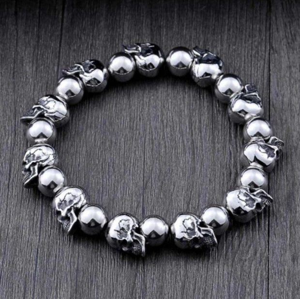 Mens Fashion Simple Titanium Skull Bracelet