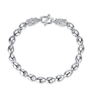 Mens Fashion Silver Dragon Head Bracelet