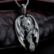 Skeleton Wing Pendant Mens Retro Necklace