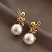 Korean Version Of Imitation Pearl Personality Wild Geometric Type Women's Earrings - Bargin Bazaar