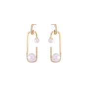 Korean Version Of Imitation Pearl Personality Wild Geometric Type Women's Earrings - Bargin Bazaar