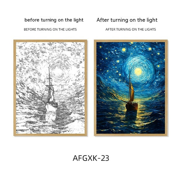 Van Gogh Famous Starry Sky Line Living Room Lighting Painting