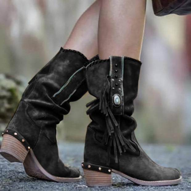 Woman Square Heel Shoe Booties - Bargin Bazaar