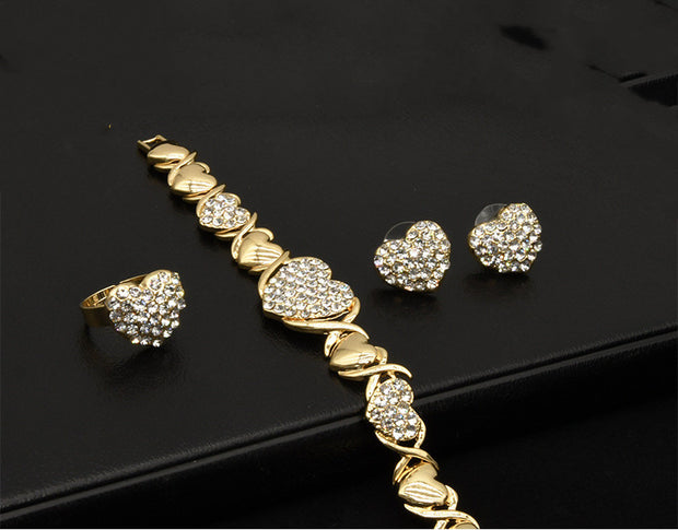 Dubai 18K Gold Heart-shaped Jewelry Suit