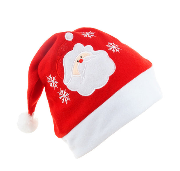 Cartoon Christmas Hat With Elk Santa Claus Embroidery Design Holiday Party Decoration Fuzzy Hat - Bargin Bazaar