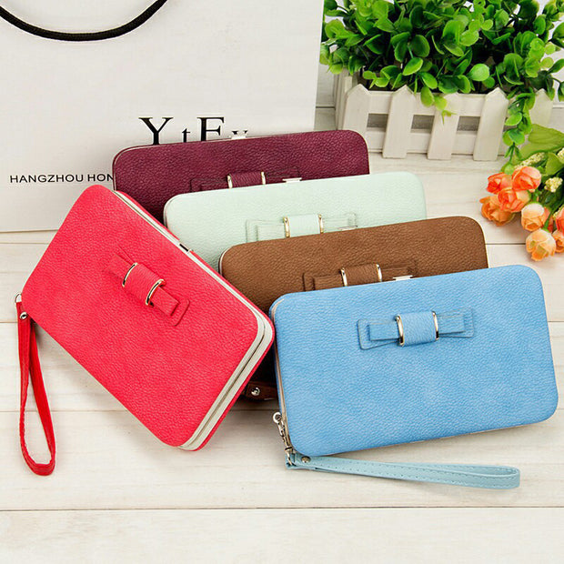 Factory spot low price wholesale new Korean version of women's wallet in the long money bag butterfly knot lunch box woman bag tide - Bargin Bazaar