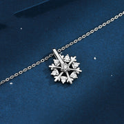 Rotatable 925 Silver Snowflake Necklace Women Luxury Niche Design Shiny Rhinestone Jewelry Autumn And Winter Birthday Gift For Friends - Bargin Bazaar