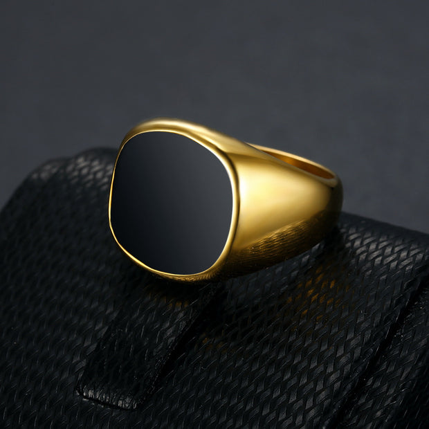 Coolx - Black  Square  Mens Ring