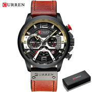 Military Leather Chronograph Wristwatch - Bargin Bazaar