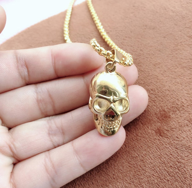 Mens Fashion Simple Skull Pendant Necklace