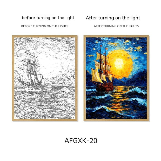 Van Gogh Famous Starry Sky Line Living Room Lighting Painting