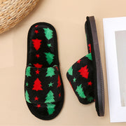 Christmas Tree Home Slippers Fashion Floor Bedroom Open-toe Plush Slippers For Women Fuzzy House Shoes - Bargin Bazaar