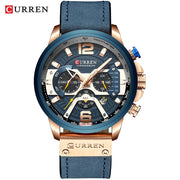 Military Leather Chronograph Wristwatch - Bargin Bazaar