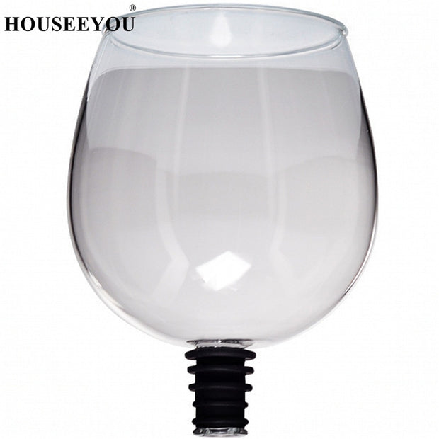 HOUSEEYOU Creative Red Wine Champagne Glass Cup with Silicone Seal Drink Directly from Bottle Crystal Glasses Cocktail Mug 260ML - Bargin Bazaar