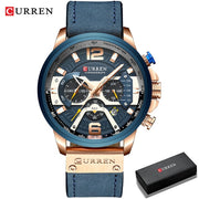 Military Leather Chronograph Wristwatch - Bargin Bazaar