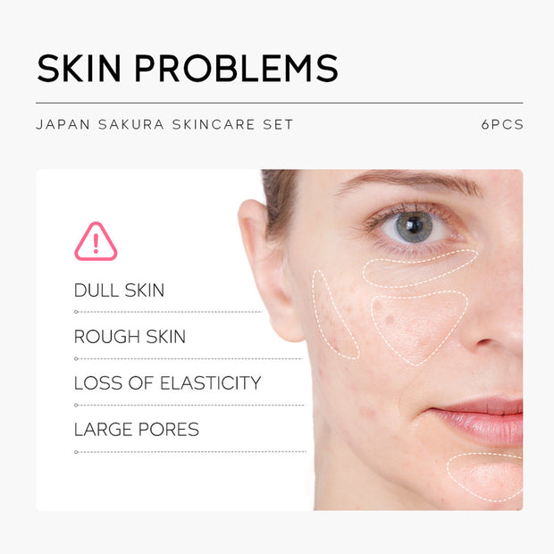 Skin Care Set JAPAN SAKURA Women Beauty Gift Sets Skin Care Kit With Cleanser, Toner, Lotion, Serum, Eye Cream, Face Cream Travel Kit For Women Teen Girls Mom Daughter TSA-friendly Sizes 6pcs - Bargin Bazaar