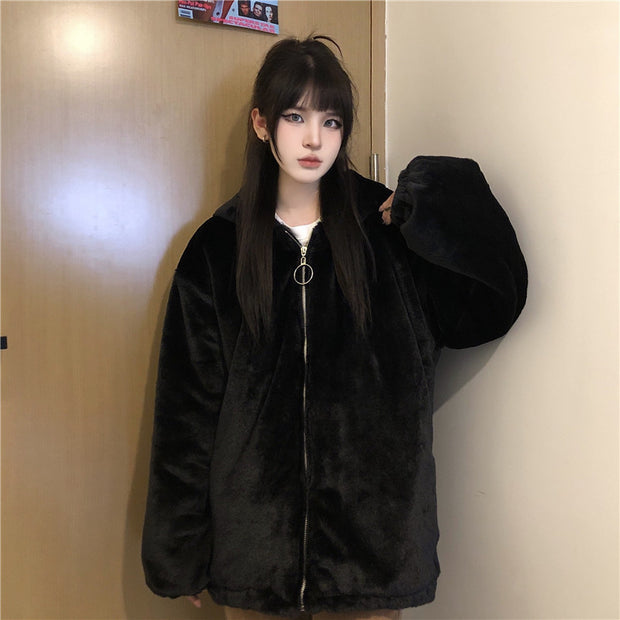 Thickened Ears Furry Coat Cotton Clothes Women's Clothes - Bargin Bazaar