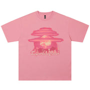 Creative Mushroom Cloud Printing Short Sleeve Men Clothing