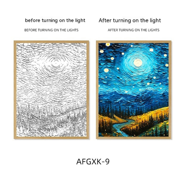 Van Gogh Famous Starry Sky Line Living Room Lighting Painting