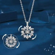 Rotatable 925 Silver Snowflake Necklace Women Luxury Niche Design Shiny Rhinestone Jewelry Autumn And Winter Birthday Gift For Friends - Bargin Bazaar