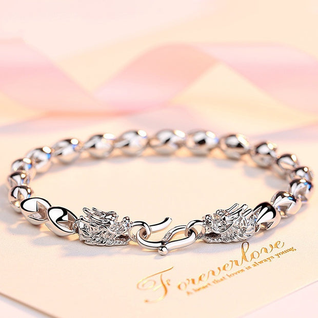 Mens Fashion Silver Dragon Head Bracelet