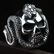 Mens Vintage Personalised Python Skull Ring