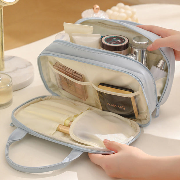 New Portable Cosmetic Bag With Handle Large Capacity Waterproof Make-up Toiletries Handbag Multifunctional Storage Travel Bag For Women - Bargin Bazaar